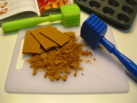 chopping board with colored tenderizer